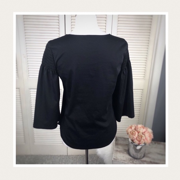Anne Klein Black Bell Sleeve Blouse - Picture 3 of 3
